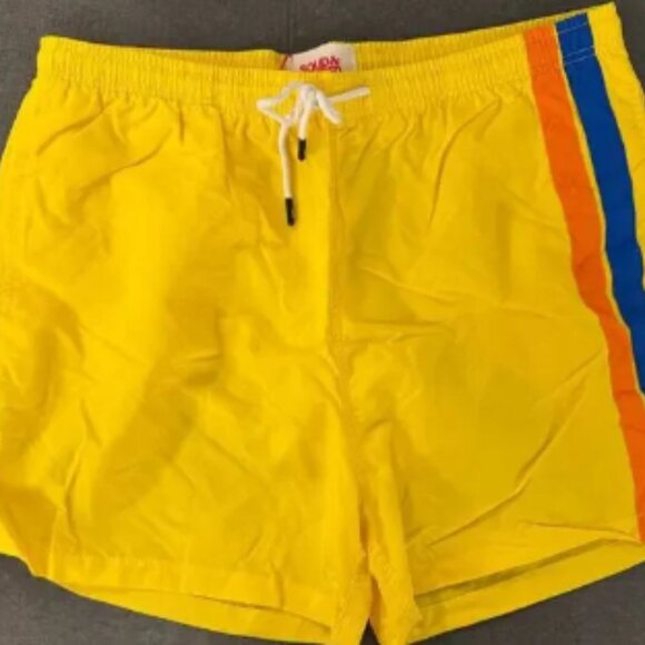 Solid & Striped Men’s Size XXL Classic Citron Yellow Striped Swim Trunks NWT - Picture 1 of 4